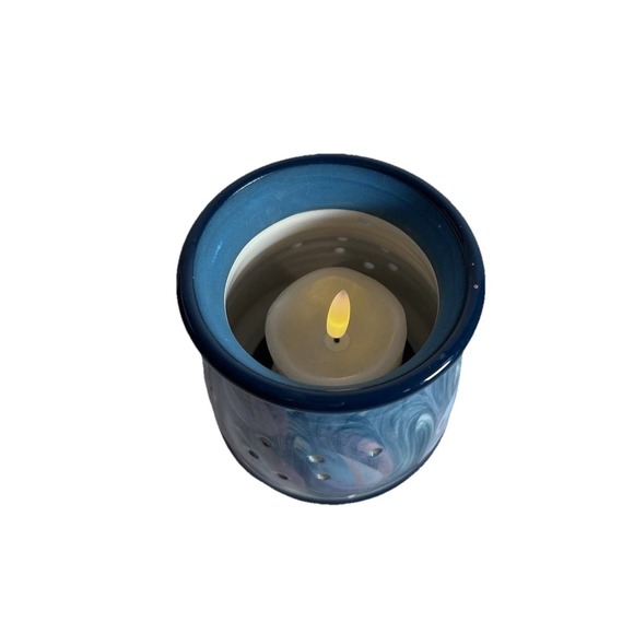 Signed Pottery Votive Candle Holder Illuminate with‎ Holes 1994 Artisian Boho - Picture 7 of 8